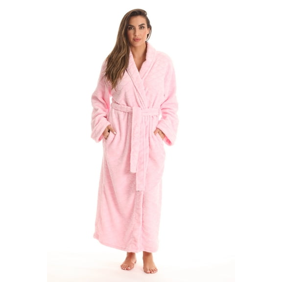 Just Love Velour Robe Bath Robes for Women Maxi Length (Pink, 1X)