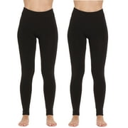 Just Love Ladies Solid Fleece Lined Seamless Leggings (Pack of 2) 6816-C-XS-S (Black Black, Medium / Large)