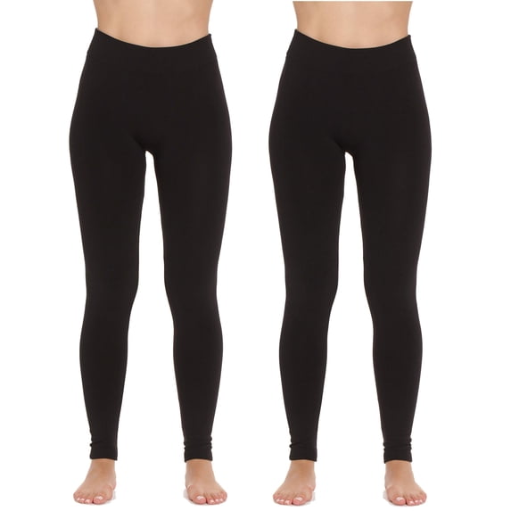 Just Love Ladies Solid Fleece Lined Seamless Leggings (Pack of 2) 6816-C-XS-S (Black Black, X-Large / XX-Large)