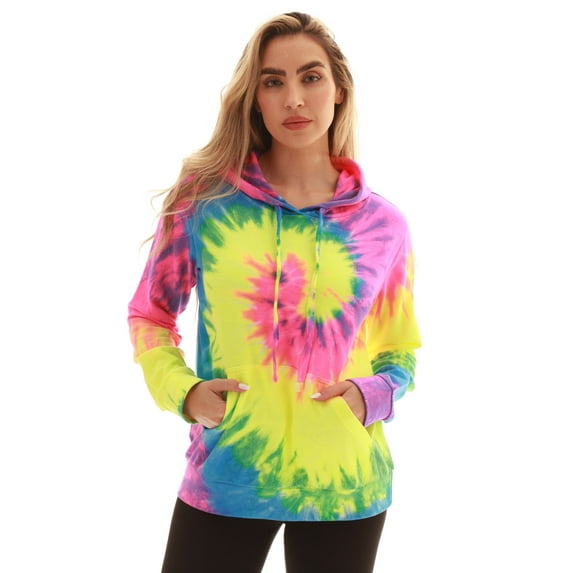 Just Love Loop Terry Hoodie for Women 6920-10195-RED-2X (X-Large, Tie Dye Neon Pink Lime and Blue)