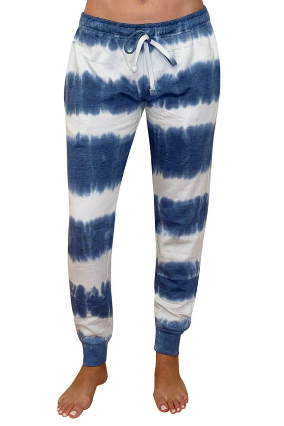 Loop Terry Tie Dye Jogger Pants for Women (Tie Dye Navy Cream, 3X)
