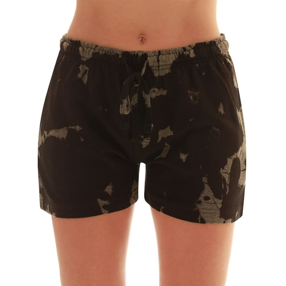 Just Love Loop Terry Tie Dye Shorts for Women 6923-10646-XL (Tie Dye Black Grey, Large)
