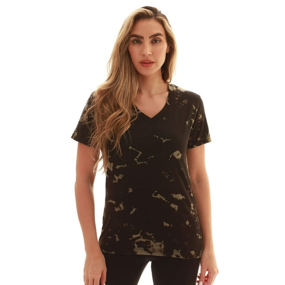 Just Love Loop Terry Tie Dye T-shirt for Women (Tie Dye Black Grey, X-Large)