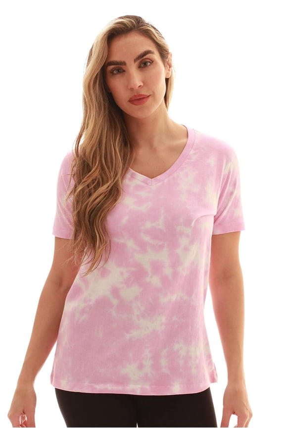 Loop Terry Tie Dye T-shirt for Women (Tie Dye Light Pink, X-Large)