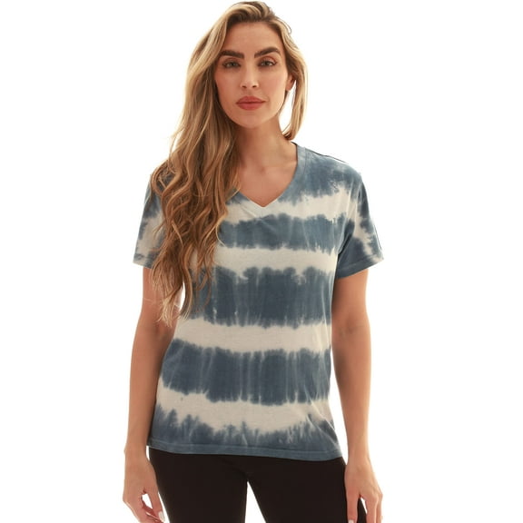 Just Love Loop Terry Tie Dye T-shirt for Women (Tie Dye Navy Cream, Medium)