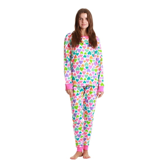 Just Love Mommy and Me Pajamas Set (Bright Hearts, Womens X-Large)