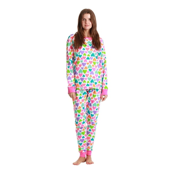 Just Love Mommy and Me Pajamas Set (Bright Hearts, Womens X-Large)