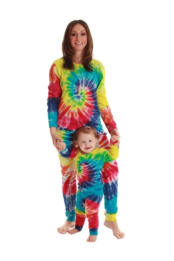 Mommy and Me Pajamas Set (Tie Dye Bright Swirl, 10-12 Years)