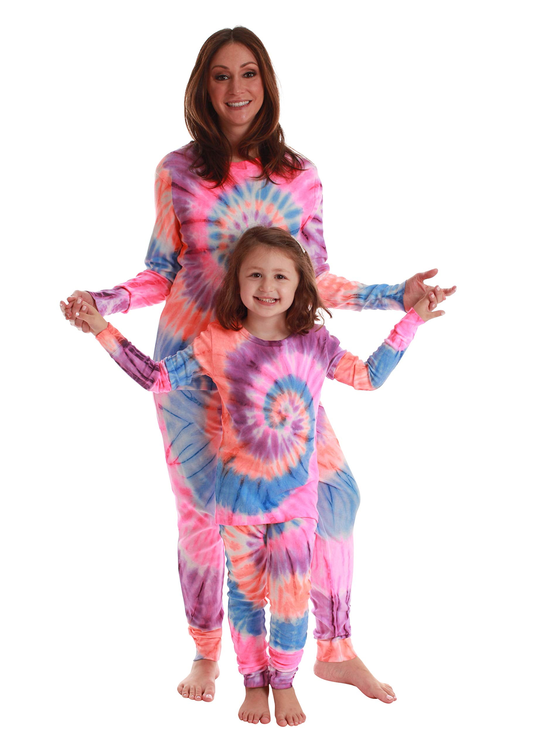 Just Love Mommy and Me Pajamas Set Tie Dye Colorful Swirl Medium