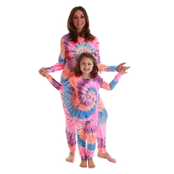 Just Love Mommy & Me Pajama Set  Matching, Cozy Sleepwear for Mother and Child (Tie Dye Colorful Swirl, Medium)