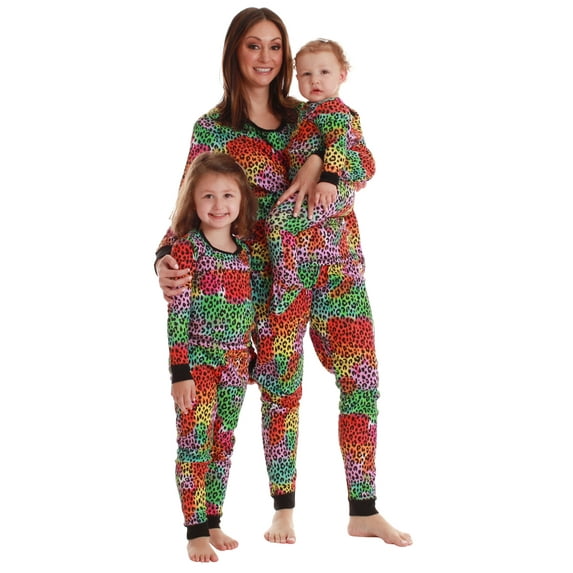 Just Love Mommy and Me Pajamas Set (Tie Dye Leopard, Womens 1X)