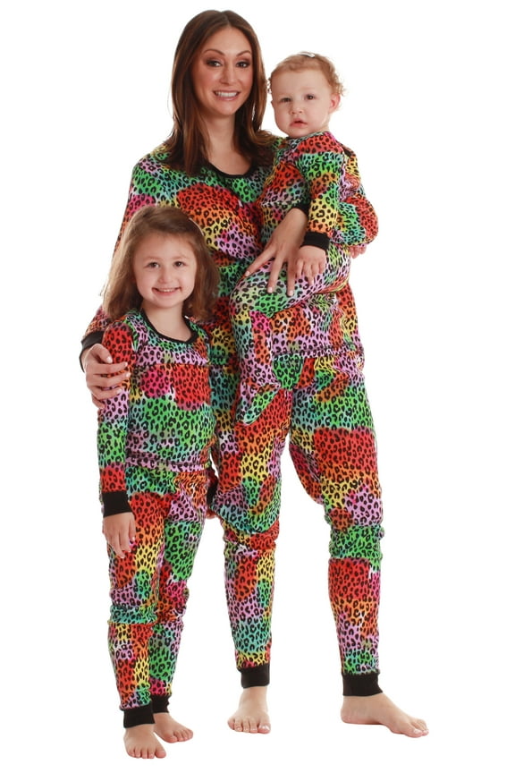 Mommy and Me Pajamas Set (Tie Dye Leopard, Womens 3X)