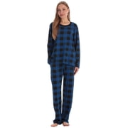 Just Love Pajama Pant Set for Women | 100% Cotton Jersey Sleepwear with Pockets Buffalo Plaid - Royal Black Long Sleeve, 2X