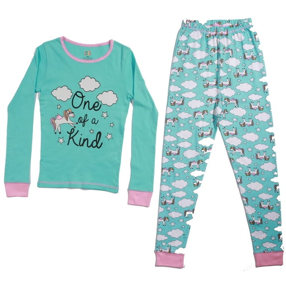 Just Love Pajamas for Girls Snug-Fit Cotton Kids PJ Set (Light Blue - Unicorn, Girls 4T)