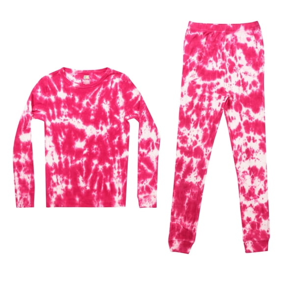 Just Love Pajamas for Girls Snug-Fit Cotton Kids PJ Set (Pink - Neon Cloudy, Girls 10-12 Years)