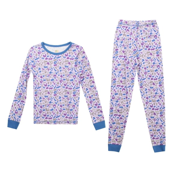 Just Love Pajamas for Girls Snug-Fit Cotton Kids PJ Set (Purple - Cheetah, Girls 7-8 Years)