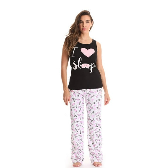 Just Love Womens Pant Set Soft, Relaxing Sleepwear Pajamas (Black - I Love Sleep Mask, Large)