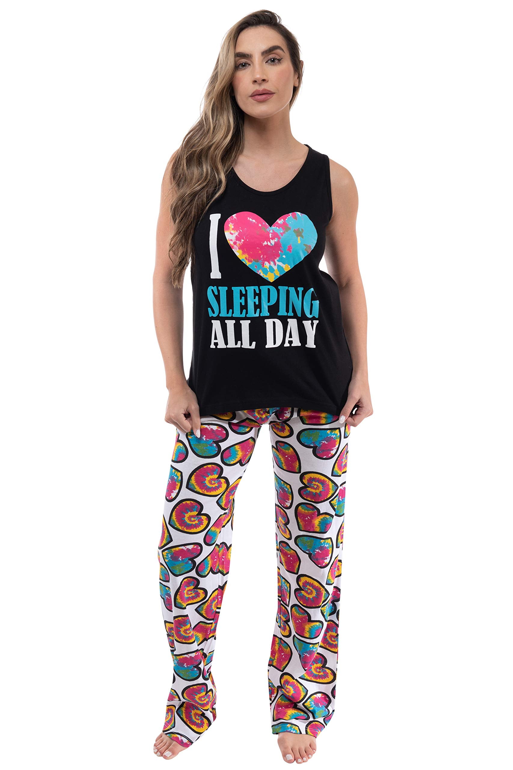 Just Love Pant Sets Women Sleepwear Womans Pajamas Pjs Black I Love Sleeping All Day 1X