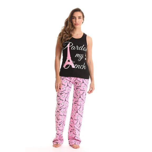Just Love Womens Pant Set  Soft, Relaxing Sleepwear Pajamas (Black - Pardon my French, 2X)