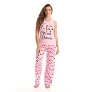JUST LOVE Womens Pant Set Soft, Relaxing Sleepwear Pajamas (Pink - Time to Wine Down, 3X)
