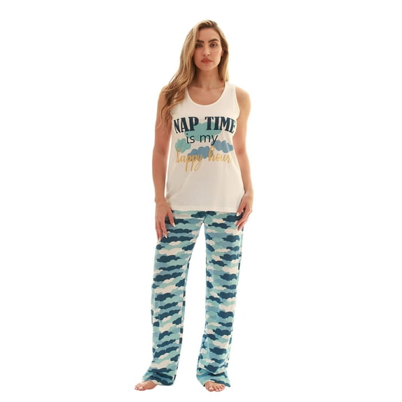 Just Love Pant Sets / Women Sleepwear / Womans Pajamas / Pjs (White - Nap Time Happy Hour, Small)