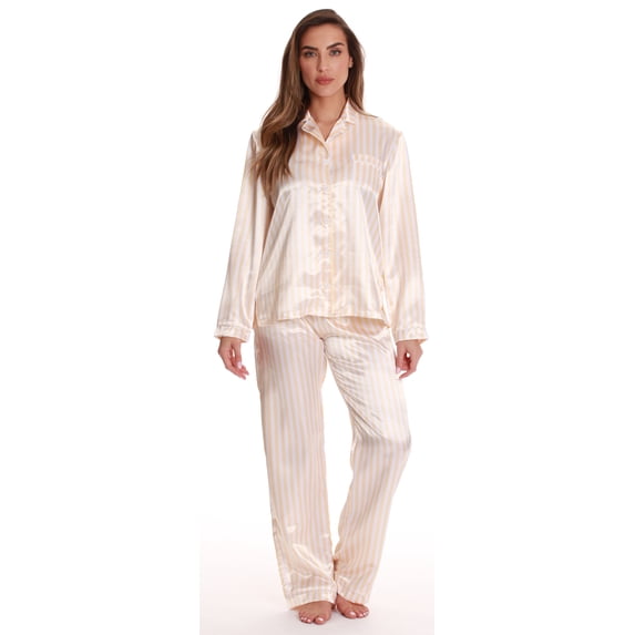 Just Love Womens Pant Set with Notch Collar Chic & Comfortable Sleepwear (Ivory, Large)