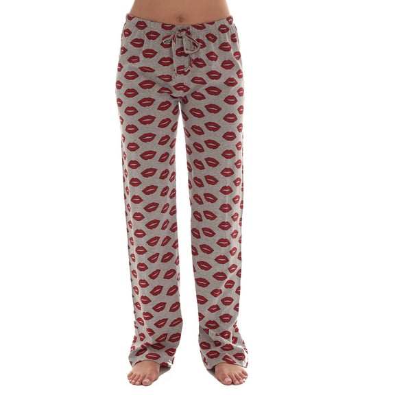 Just Love Plaid Women's Pajama Pants - Soft Sleepwear for Comfortable Nights (Grey - Lips, Large)