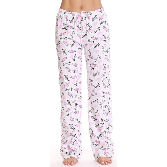 Just Love Plaid Women's Pajama Pants - Soft Sleepwear for Comfortable Nights (White - I Love Sleep Mask, Large)