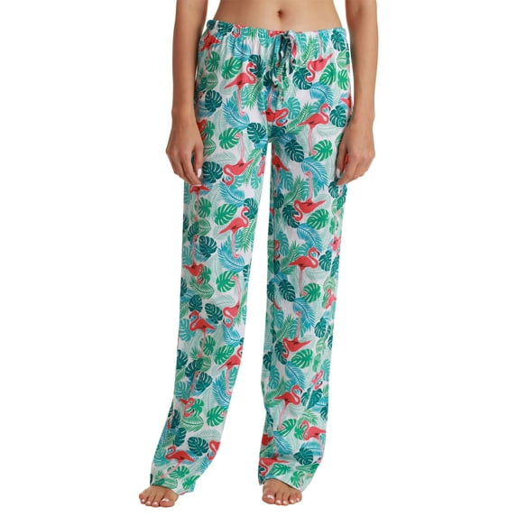 Just Love Plaid Women's Pajama Pants - Soft Sleepwear for Comfortable Nights (White - Tropical Flamingos, Medium)