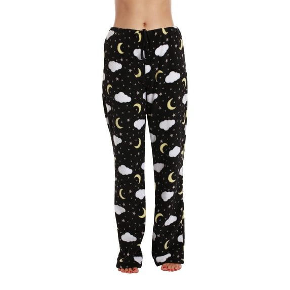Just Love Plush Pajama Pants for Women - Petite to Plus Size Sleepwear (Black - Dark Night, 1X Plus)
