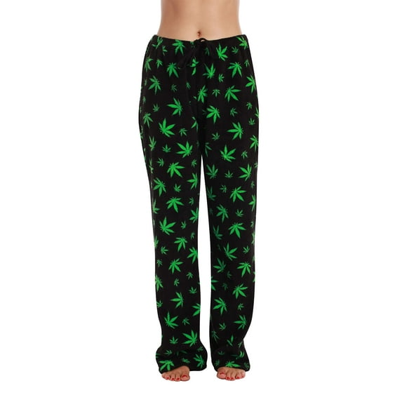 Just Love Plush Pajama Pants for Women - Petite to Plus Size Sleepwear (Black - Leaf, 3X)