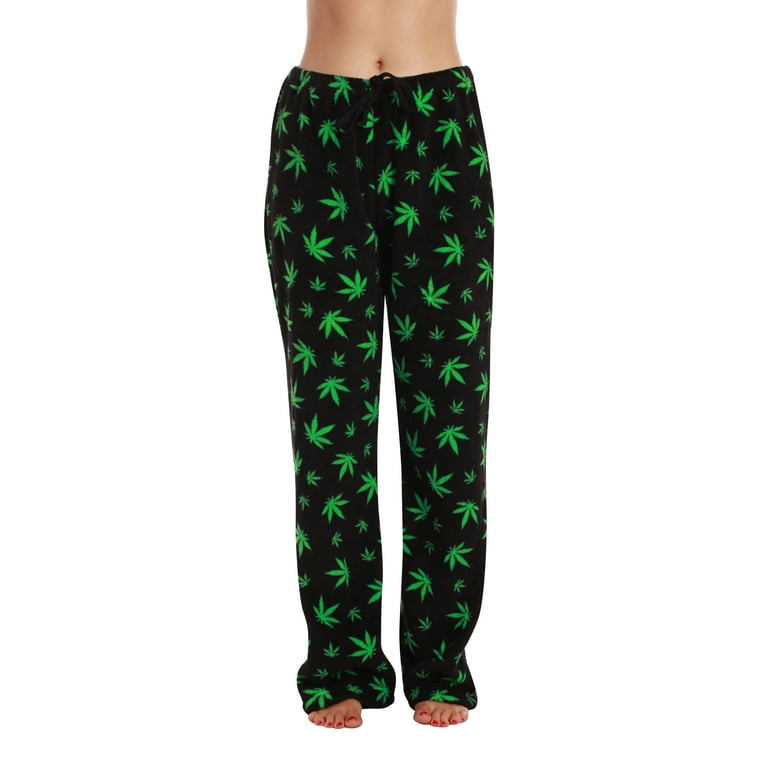 Just Love Plush Pajama Pants for Women Petite to Plus Size Sleepwear Black Leaf X Small