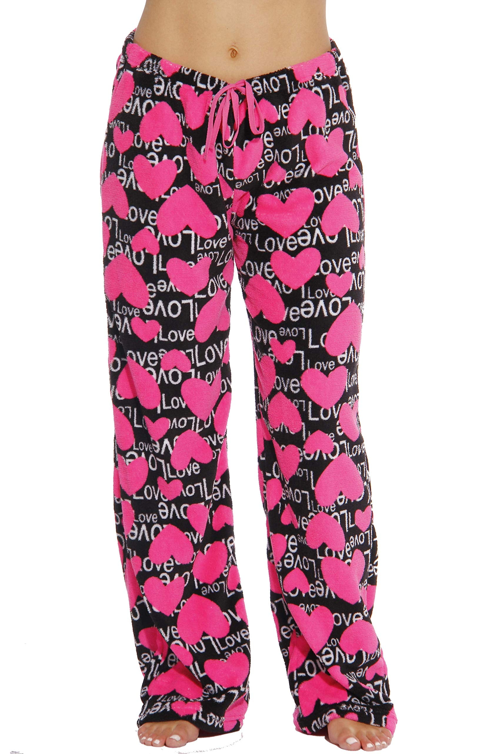 Just Love Plush Pajama Pants for Women - Petite to Plus Size Sleepwear ( Black - Leaf, 3X) 