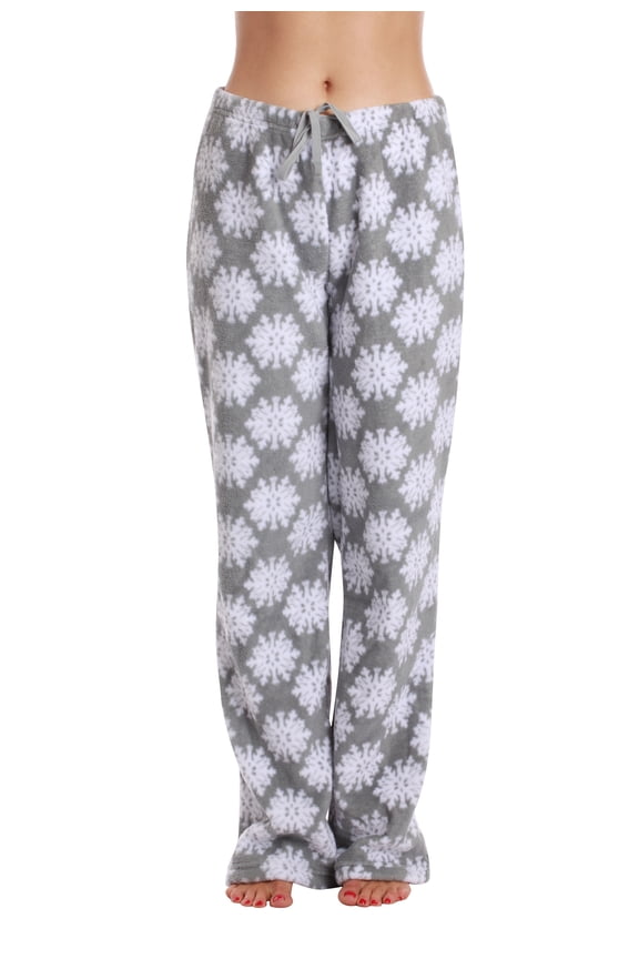 Plush Pajama Pants for Women - Petite to Plus Size Sleepwear (Grey - Snowflake, 3X Plus)