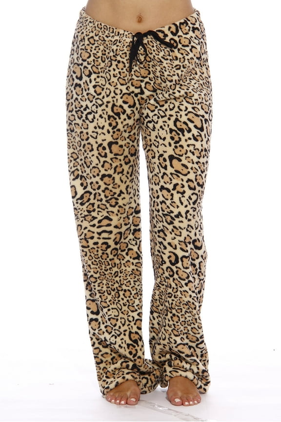 Plush Pajama Pants for Women - Petite to Plus Size Sleepwear (Leopard, 3X)