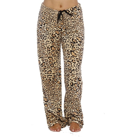 Just Love Plush Pajama Pants for Women - Petite to Plus Size Sleepwear (Leopard, Small)