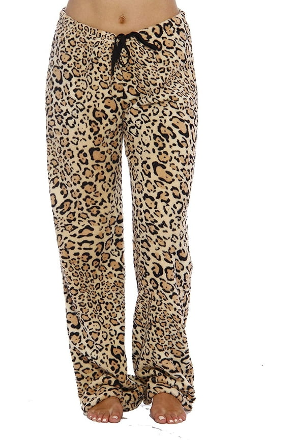 Just Love Plush Pajama Pants for Women - Petite to Plus Size Sleepwear (Leopard, Small)