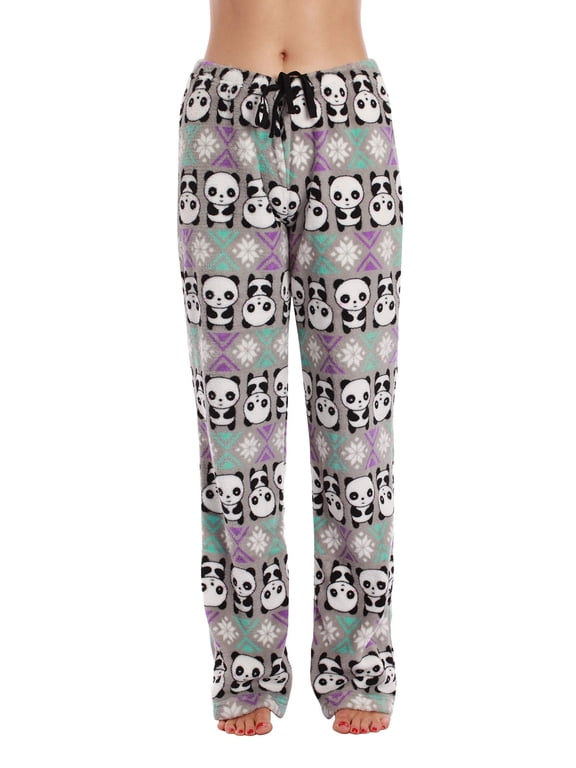 Plush Pajama Pants for Women - Petite to Plus Size Sleepwear (Multi - Panda Aztec, 3X Plus)