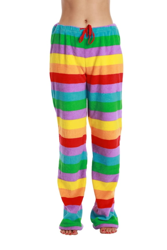 Plush Pajama Pants for Women - Petite to Plus Size Sleepwear (Multi - Rainbow, X-Large)