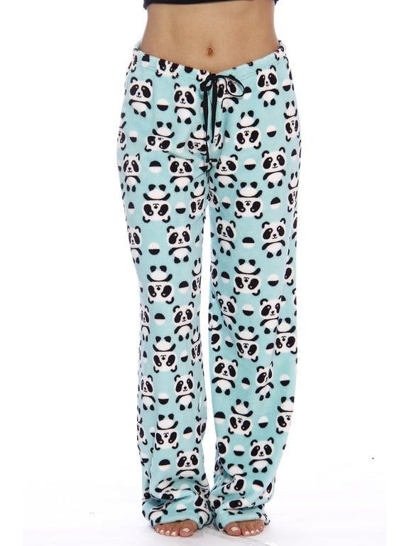 Plush Pajama Pants for Women - Petite to Plus Size Sleepwear (Panda Jam, Medium)