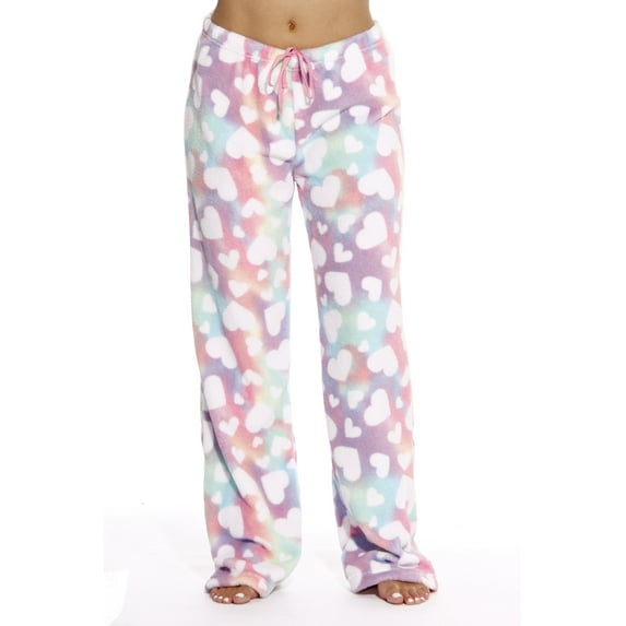 Just Love Plush Pajama Pants for Women - Petite to Plus Size Sleepwear (Rainbow Hearts, 2X)