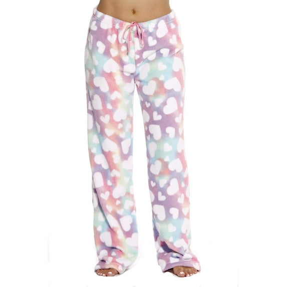 Just Love Plush Pajama Pants for Women - Petite to Plus Size Sleepwear (Rainbow Hearts, 3X)