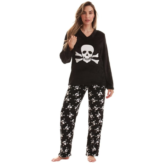 Just Love Plush Pajama Sets for Women 6742-10122-1X (Black - Skeleton, 3X)