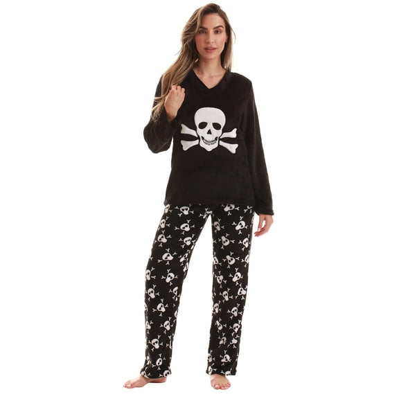 Just Love Plush Pajama Sets for Women 6742-10122-1X (Black - Skeleton, Small)