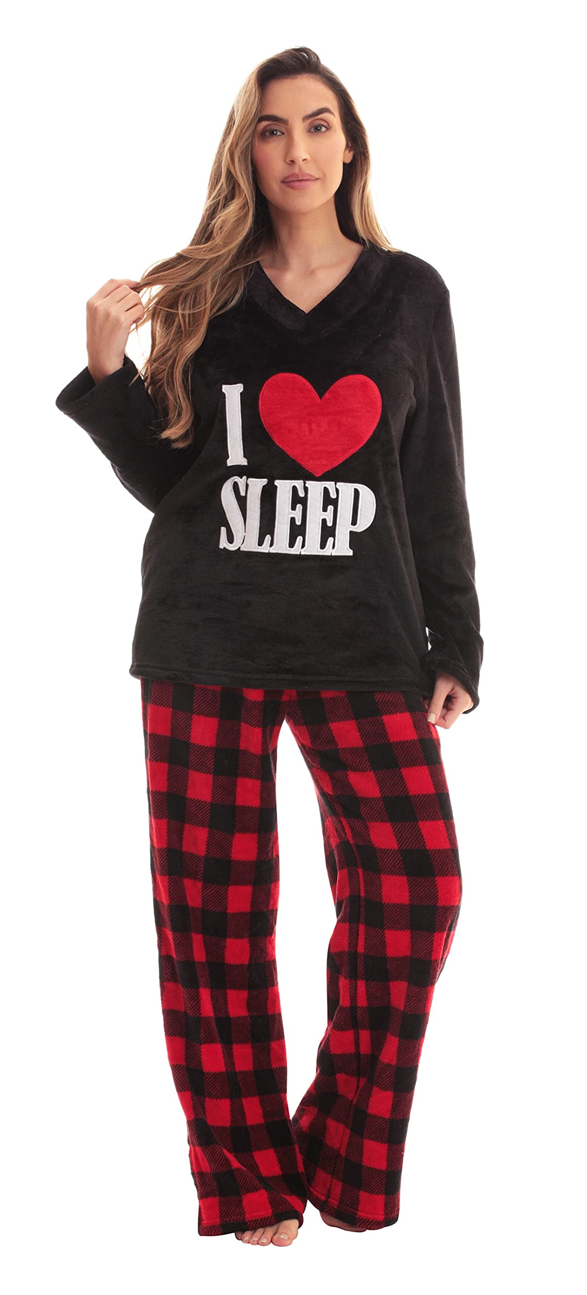 Just Love Plush Pajama Sets for Women 6742101221X (Buffalo Plaid Red