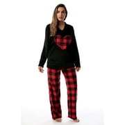 Just Love Plush Pajama Sets for Women (Black - Buffalo Plaid, Small)
