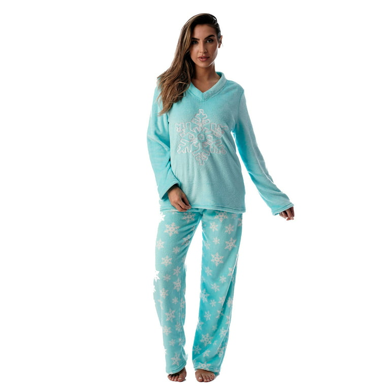 Just Love Plush Pajama Sets for Women (Blue - Snowflakes, 1X