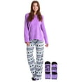 thumbnail image 1 of Just Love Womens Plush Pajama Pant Set with Matching Socks  Fun, Cozy Sleepwear with Sayings (Purple - Heart Snowflake, Medium), 1 of 5