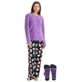 thumbnail image 1 of Just Love Womens Plush Pajama Pant Set with Matching Socks  Fun, Cozy Sleepwear with Sayings (Purple - Pastel Sheep, Medium), 1 of 4