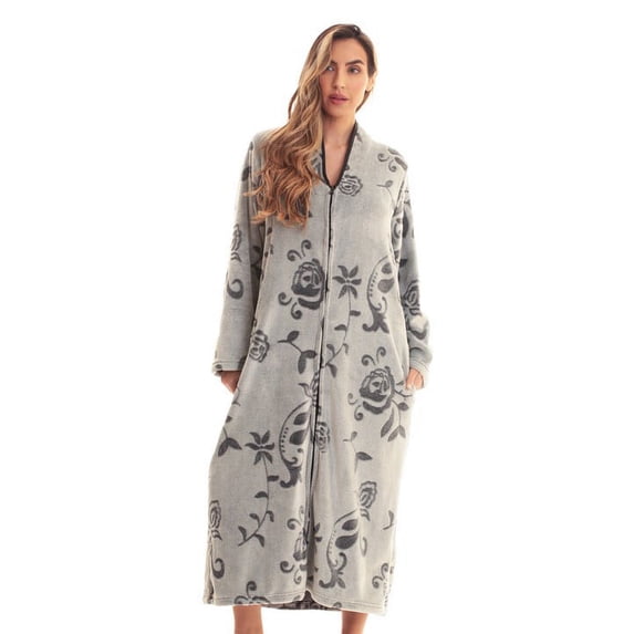 Just Love Plush Zipper Lounger Robe 6794 (Large, Black)